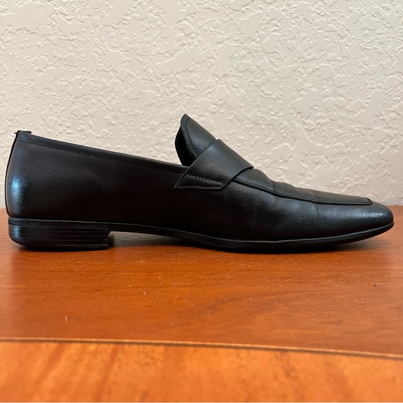 PRADA Black Saffiano Leather Loafers with Rubber Soles Size 9 (US10) - Picture 5 of 16